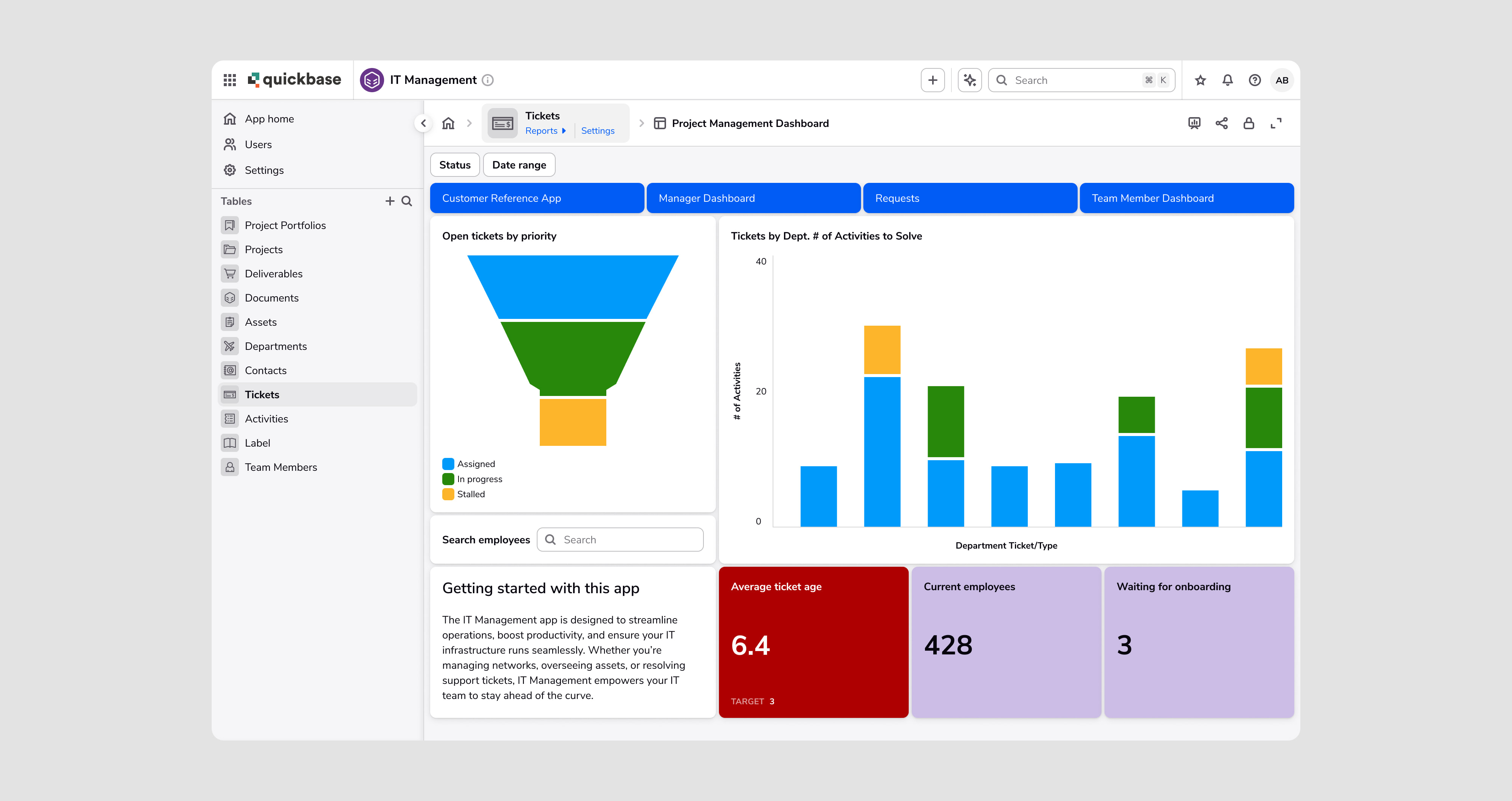 The shipped Quickbase navigation feature