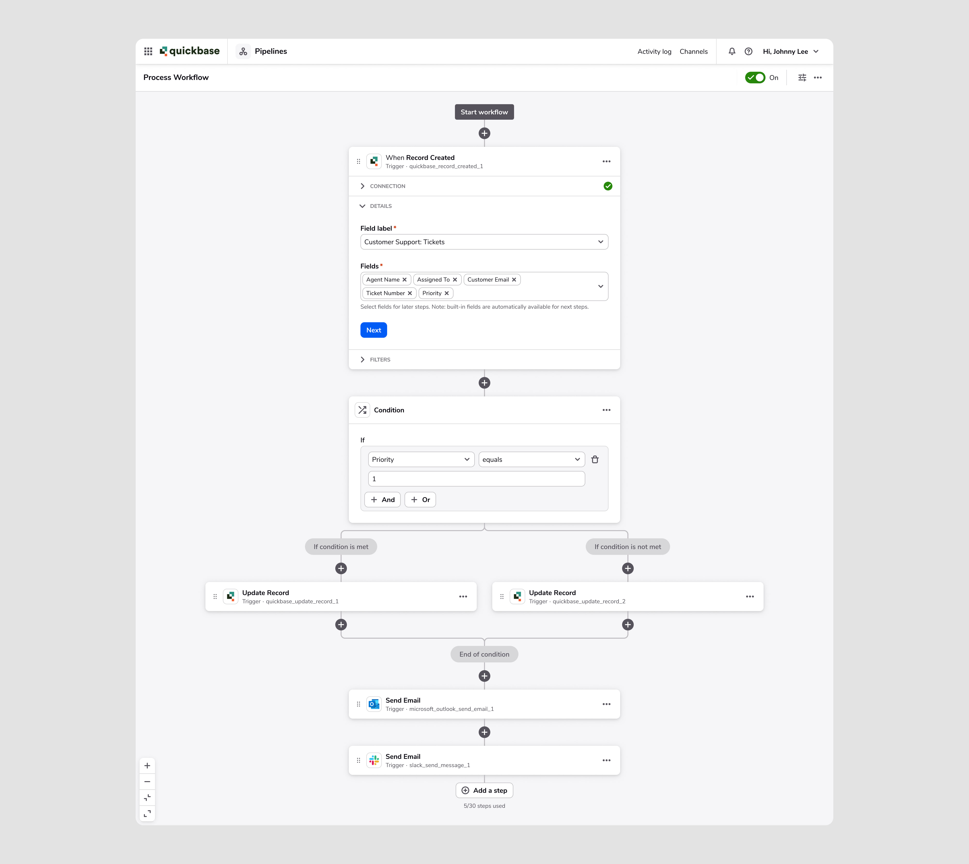 Quickbase Pipeline dashboard