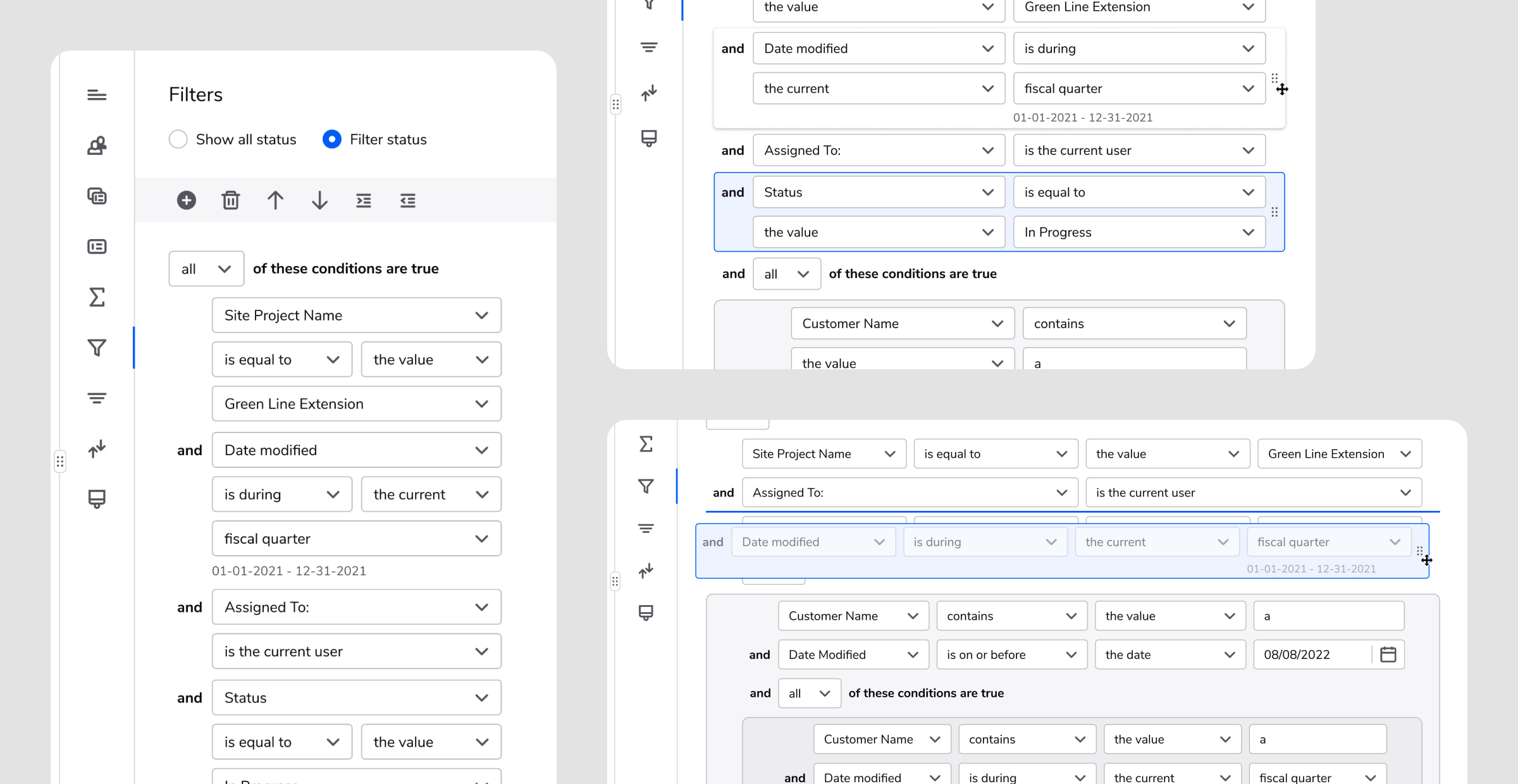 Quickbase Report Settings filters