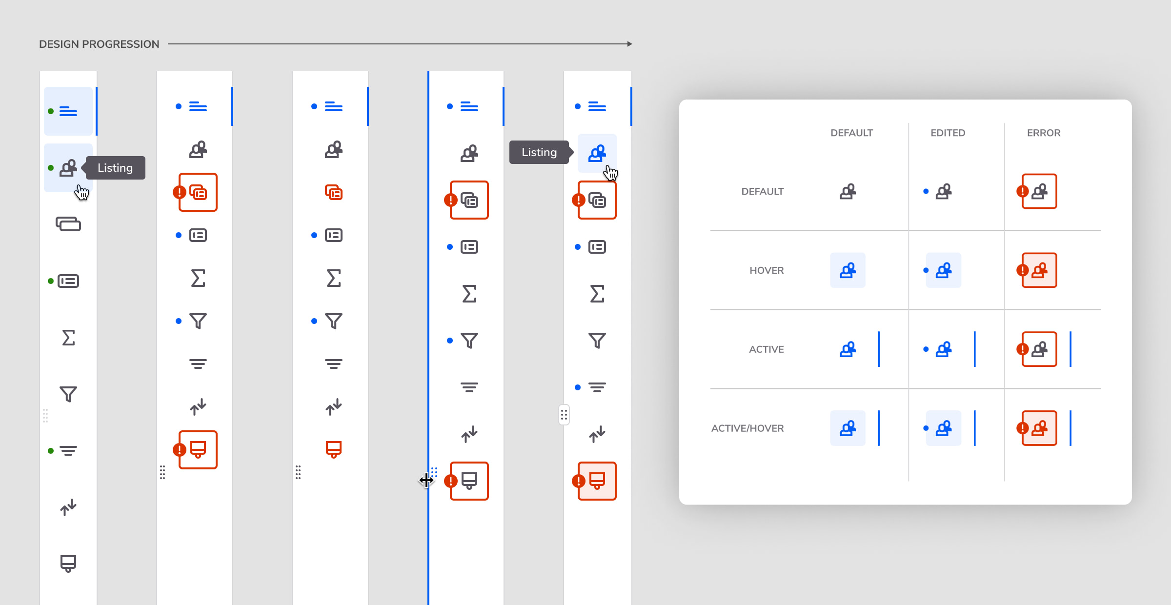 Quickbase Report Settings design progression